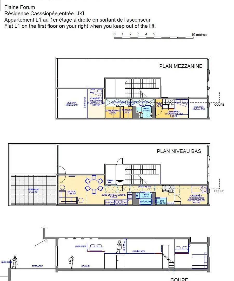 Flaine Forum L1 Cassiopee Mezzanine & Terrasseアパートメント アパート